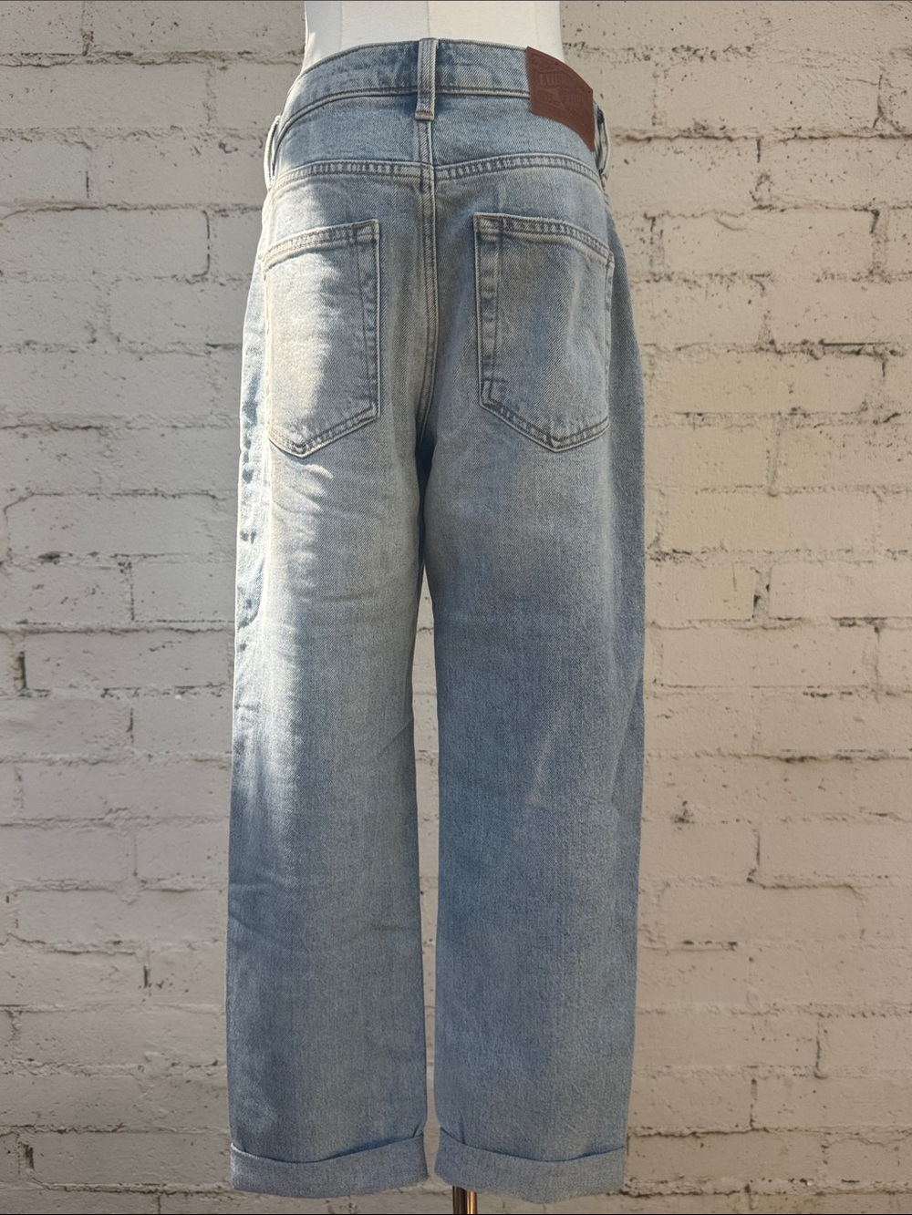 Lucky Legend Boyfriend Mid Rise Relaxed Straight Jeans Patchwork Size 26 - Picture 7 of 16